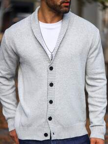 Manfinity Homme 男士拼接面開襟衫 - 灰色 - 查看 5