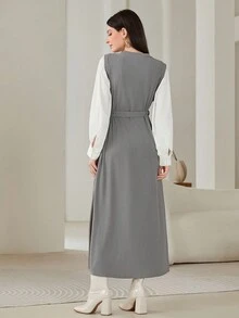 Modelyn 雙色繫腰帶洋裝 - 彩色 - 查看 2