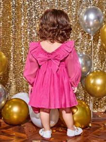 SHEIN Baby Girl Ruffle Trim Dress - Pink - View 2