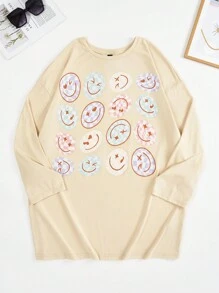 SHEIN EZwear 大碼卡通圖案落肩T恤 - 黃色 - 查看 1