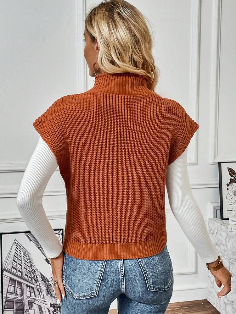 1pc Mock Neck Sweater Vest
