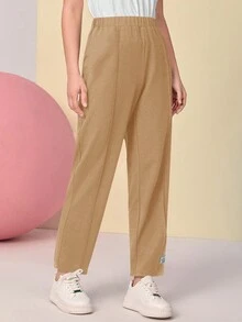 Mulvari 貼布細節彈性腰帶長褲 - 卡其色 - 查看 4