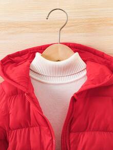 Young Boy Zip Up Hooded Padded Coat - Red - View 3