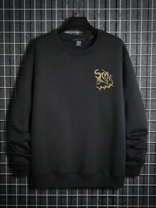 Manfinity Homme Loose Fit Men's Sweatshirt With Slogan & Cartoon Graphic - Black - View 2