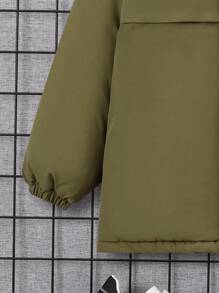 SHEIN Tween Boy 单件翻盖细节连帽棉服外套