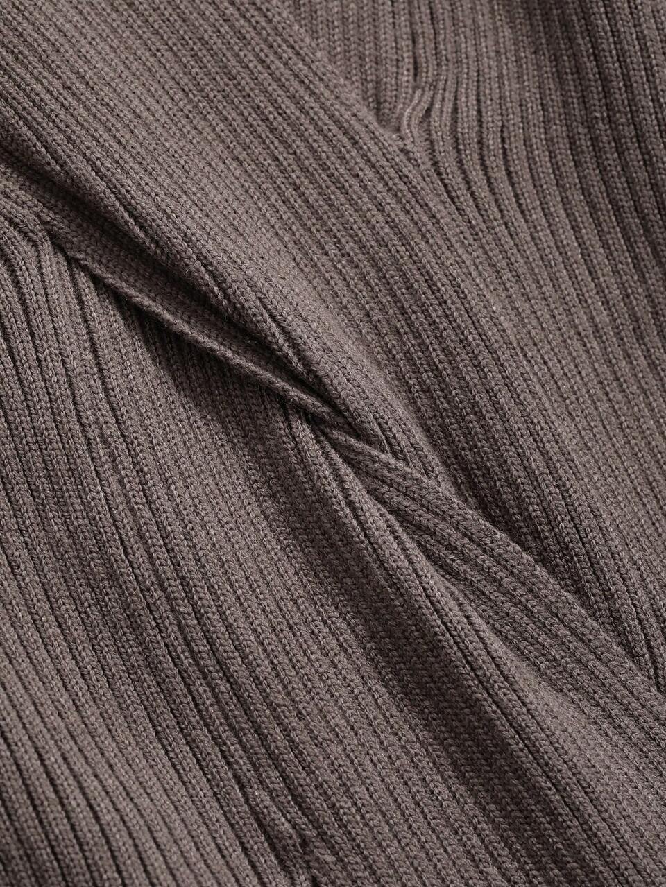 Solid Twist Front Ribbed Knit Sweater Dress,Fall Women Clothes