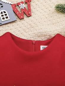 SHEIN Baby Girl Bow Front Contrast Mesh Bow Front Dress