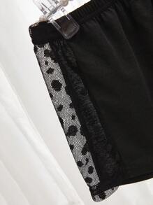 طقم بيجامات / طقم بيجامات بإدراج شبكي - الأسود - مشاهدة 4