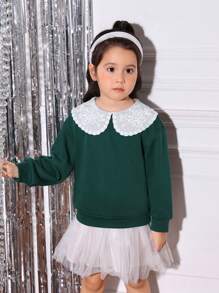 女小童拼接領運動衫 - 彩色 - 查看 5