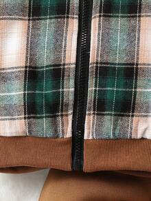 Baby Boy Plaid Print Bomber Jacket & Sweatpants - Multicolor - View 5