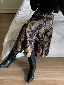 DAZY 扎染开衩裙摆半身裙度假装扮女装 - 咖啡棕 - 查看 3