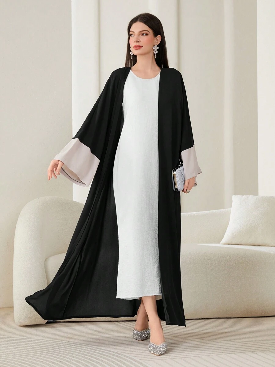 Al Najma 彩色块荷叶边袖端庄长袖阿拉伯长袍 - 彩色 - 查看 1