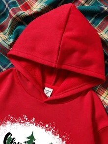 Cậu bé Tween 1 Miếng In Giáng sinh áo có mũ Lót nhiệt Áo nỉ Đối với Giáng sinh - Đỏ - Xem 7