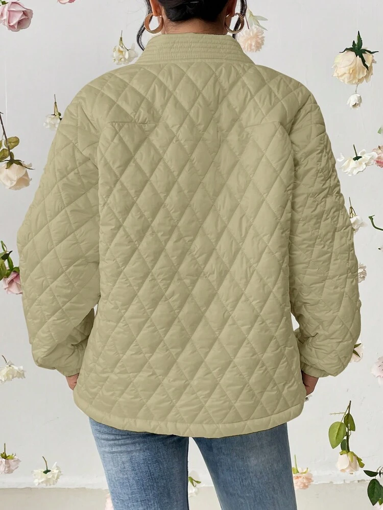 Drop Shoulder Quilted Coat