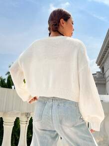 SHEIN Unity 花卉刺繡落肩袖開襟衫 - 彩色 - 查看 2