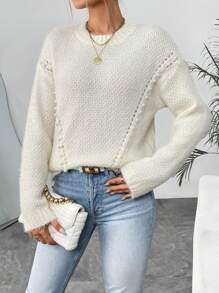 SHEIN LUNE Jersey unicolor de hombros caídos