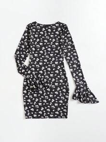 Soleia In hoa Ditsy tay áo lá sen Đầm - Nhiều màu - Xem 2