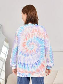 SHEIN Chica adolescente Sudadera de tie dye espiral de hombros caídos