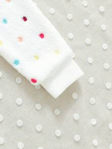 SHEIN Young Girl Polka Dot Pattern Flannel Sweatshirt & Sweatpants - White - View 7
