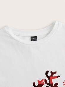SHEIN EZwear In Giáng sinh Áo phông Crop - trắng - Xem 4