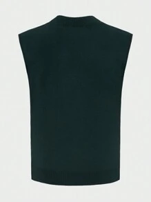 RueChic Men Solid V Neck Sweater Vest - 綠色 - 查看 2