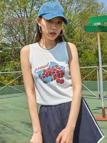 DAZY Top Sin Mangas Con Diseño De Letras Y Fresas - Blanco - Ver 3