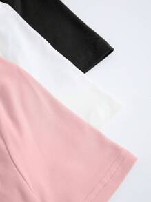 Zolique 3 piezas Camiseta crop unicolor - Multicolor - Ver 3