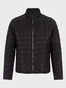 RueChic Herr Enfärgad Dragkedja Vadderad Jackor För Dagligt slitage - Svart - Visa 1