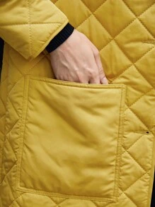 BizChic Dual Pocket Drop Shoulder Quilted Coat - Yellow - View 6