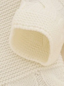 Đứa bé gái Tay Raglan Nút Lên Áo len Mở - Màu be - Xem 3