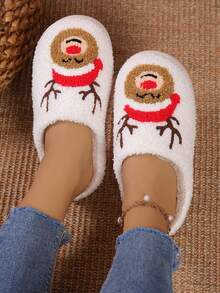 Christmas Reindeer Home Slippers - White - View 1