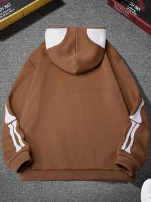 Manfinity Lỏng lẻo phù hợp Nam Bộ xương In Khóa kéo-lên Hoodie - màu nâu - Xem 2