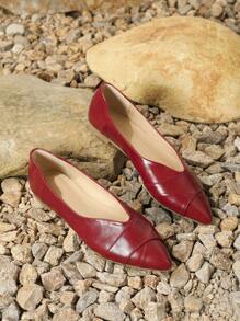 Women's Red Flat Shoes - Red - View 2