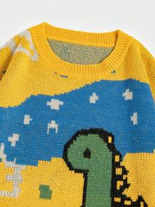 Flirla 大碼恐龍&字母圖案落肩袖套頭毛衣 - 彩色 - 查看 6