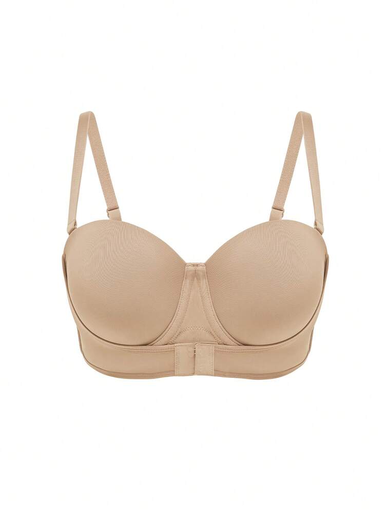 Plus Dream Curve Support + Strapless Front-Close Push-Up Basic Half Wedding Bra