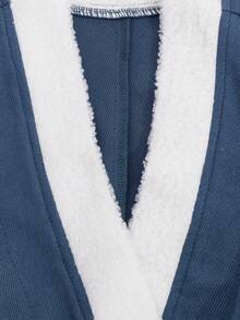 SHEIN Unity 拼接邊前紐扣夾克背心 - 藍色 - 查看 4