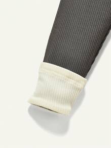 Baby Girl 3pcs Solid Pants - Dark Grey - View 5