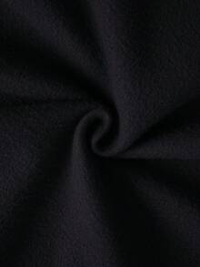 男士大码籃球和字母圖案加絨內裏套頭衫 - 黑色 - 查看 6