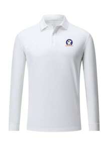 Manfinity Sport Corelite 男友风男式字母图案运动 Polo 衫健身上衣高尔夫球衫 - 白色 - 查看 3