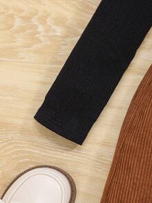 女大童荷葉邊T恤&腰帶半身裙 - 棕色 - 查看 5