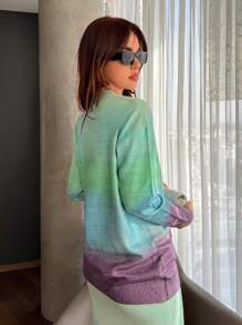 SHEIN Essnce Bóng Thả vai Nút phía trước Áo len Mở - Nhiều màu - Xem 2