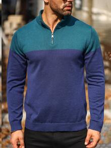 Manfinity Homme Men Two Tone Quarter Zipper Sweater - Multicolor - View 6