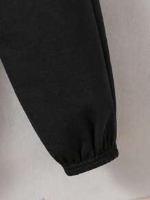 男小童卡通圖案拼接領運動衫帶系帶和運動褲 - 彩色 - 查看 4