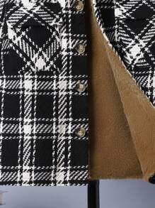 SHEIN Tween Boy Plaid Print Button Front Teddy Lined Coat - Multicolor - View 4