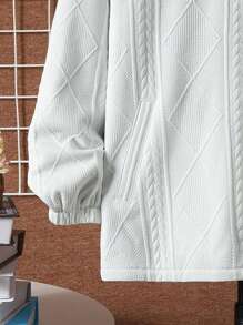 SHEIN Cậu bé Tween Thêu chữ vá Chi tiết áo Không có áo len - trắng - Xem 4