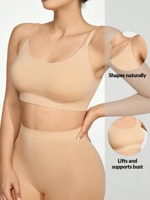 SHAPORA Chất rắn Áo Shapewear Bras - Màu be - Xem 1