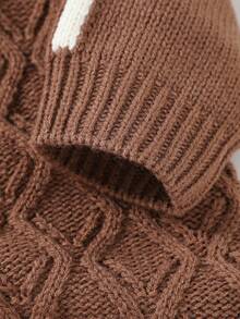 Đứa bé trai Băng sọc Nút phía trước áo có mũ Đan Áo liền quần - Cà phê nâu - Xem 4