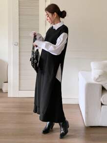 DAZY Solid Sweater Vest Without Blouse - Black - View 1