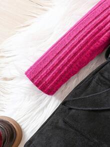 Đứa bé gái Cổ giả Áo thun & Nút phía trước Đầm - màu đen - Xem 3