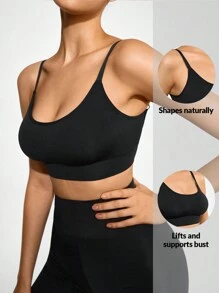 SHAPORA Chất rắn Cắt chóp Cami - màu đen - Xem 1